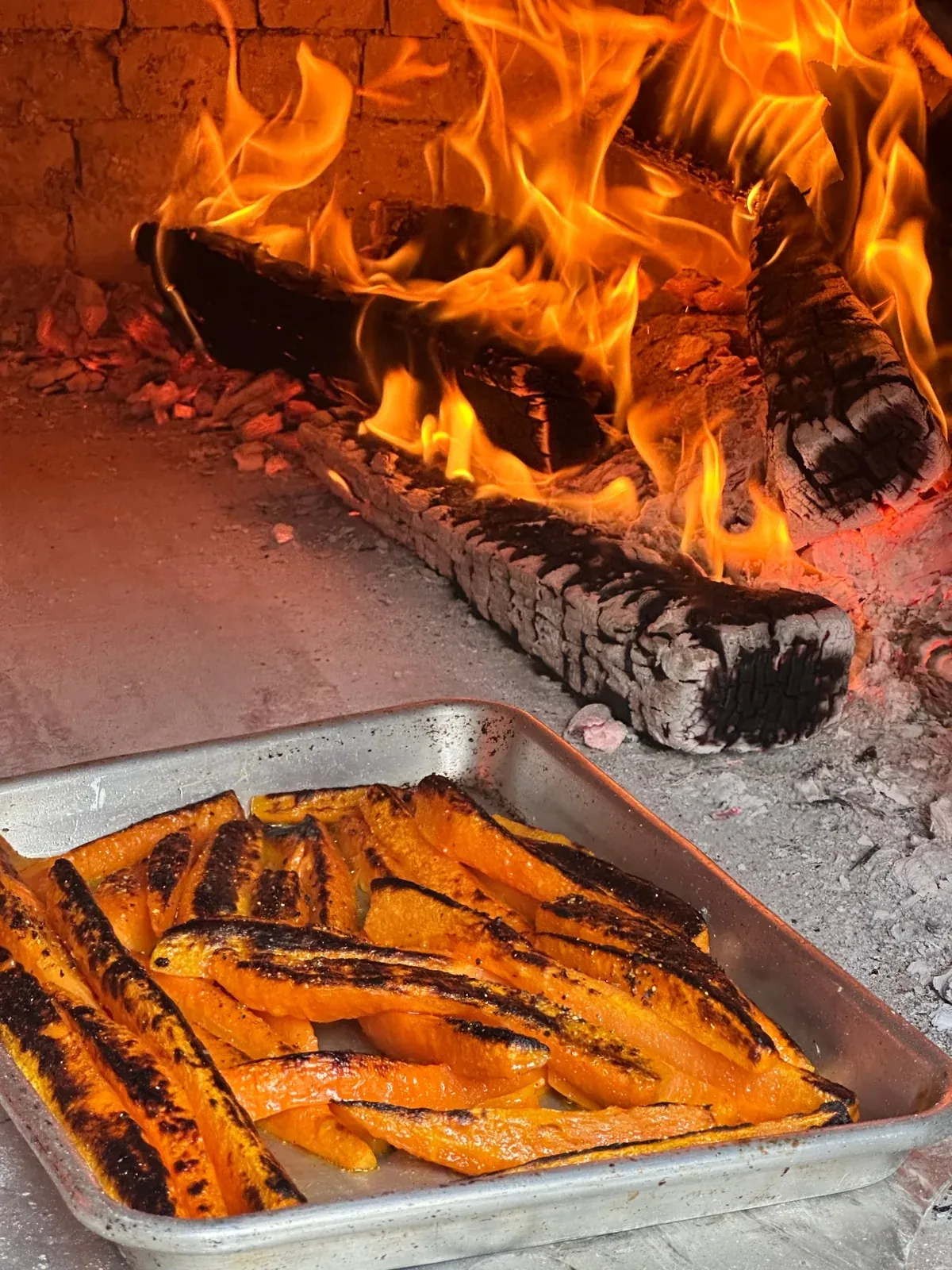 Roasted vegetables by the hearth